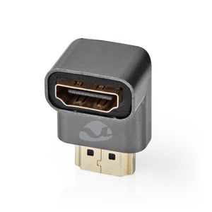 Nedis CVTB34901GY Hdmi™-adapter Hdmi Male / Hdmi™ Connector Hdmi Female / Hdmi™ Output Verguld 90° Gehoekt Aluminium Gunmetal 1 Stuks Cover Window Box