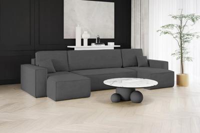 2dekans U-bank Karlo - Ribstof Antraciet - Slaapbank met opbergruimte - 4 zits (Niet in originele verpakking)