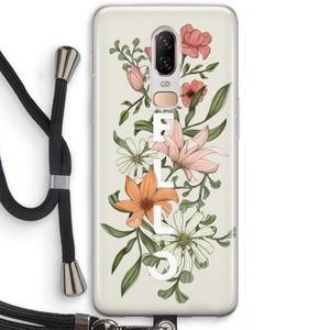 Hello bloemen: OnePlus 6 Transparant Hoesje met koord