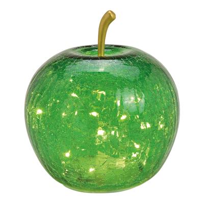 Groene appel van glas met 20 leds en timer (B/H/D) 16x17x16cm