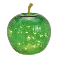 Groene appel van glas met 20 leds en timer (B/H/D) 16x17x16cm