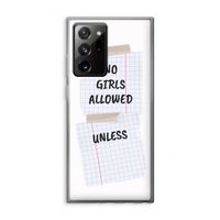 No Girls Allowed Unless: Samsung Galaxy Note 20 Ultra / Note 20 Ultra 5G Transparant Hoesje