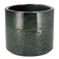 DK Design Bloempot Green Glaze - rond - groen - D14xH15cm - glans