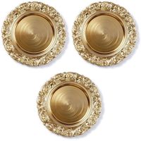 3x Kaarsenborden/plateaus goud decoratieve rand 33 cm rond - thumbnail