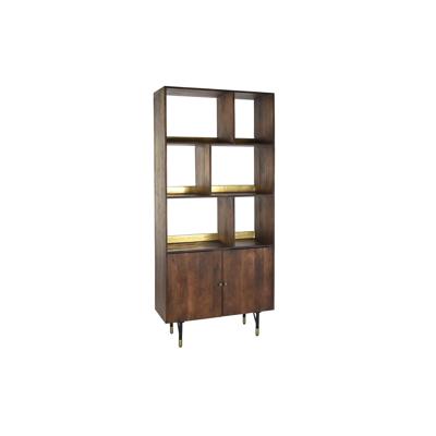 Planken DKD Home Decor Zwart Gouden Metaal Donkerbruin Mangohout 4 Planken (90 x 35 x 200 cm)