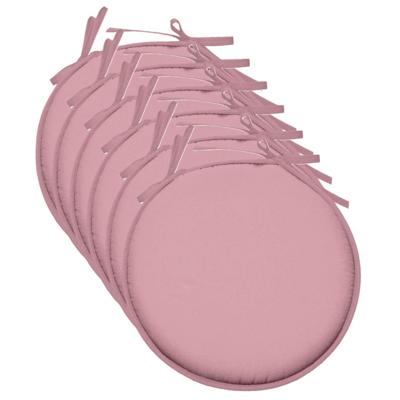 Stof Textile Home stoelkussens - 6x - lichtroze - D40 x H3 cm - voor binnen - rond