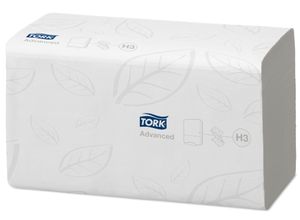 Tork papieren handdoeken Advanced, 2-laags, 250 vellen, systeem H3, wit, pak van 15 stuks