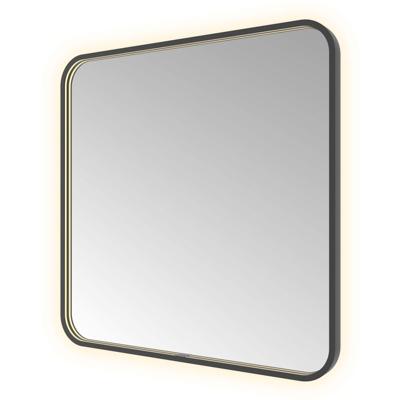 Hotbath &MORE Spiegel direct en indirect LED spiegelverwarming color changing dimbaar met afstandsbediening Geborsteld zwart PVD SSQ80MBP