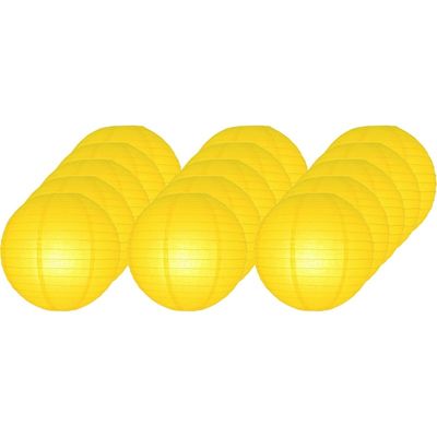 15x Luxe bol lampionnen geel 25 cm