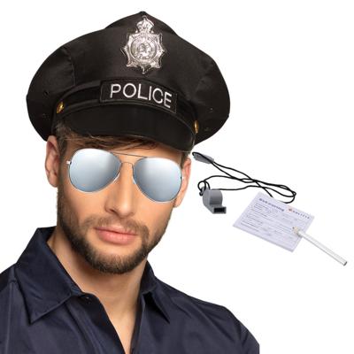 Politie verkleed setje - pet - bonnenboekje - fluitje - zonnebril - Carnaval Politie verkleed setje - pet - bonnenboekje - fluitje - zonnebril - Carnaval