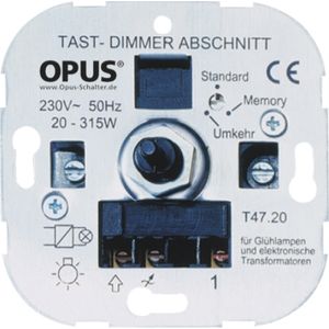 Opus halogeen tastdimmer met schroefklemmen voor elektronische trafo's 20-315VA