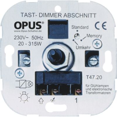 Opus halogeen tastdimmer met schroefklemmen voor elektronische trafo's 20-315VA