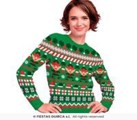 Foute Kerst Sweater Elfjes Cartoon Groen Dames