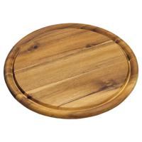 Broodplank/serveerplank/snijplank - rond - met sapgroef - Dia 25 cm - Acacia hout