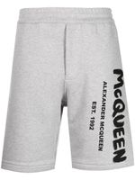 Alexander McQueen short de sport en coton à logo imprimé - Gris
