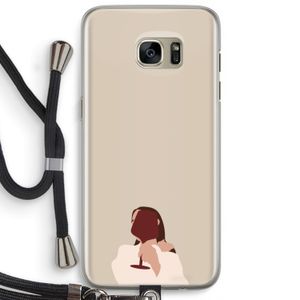 I drink wine: Samsung Galaxy S7 Edge Transparant Hoesje met koord