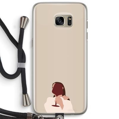 I drink wine: Samsung Galaxy S7 Edge Transparant Hoesje met koord