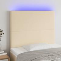 Hoofdbord LED 90x5x118/128 cm stof crèmekleurig