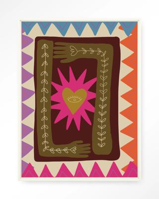 Urban Cotton Wandkleed 'Hug' 80 x 110cm in Floating Frame - off white