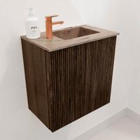 Toiletmeubel Mondiaz Joya Dlux | 40 cm | Meubelkleur Walnut | Faye wastafel Arena Wasbak Rechts | 1 kraangat