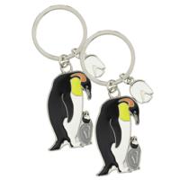 Nature Planet dieren sleutelhanger - 4x stuks - pinguin - metaal - 5 cm - dieren cadeau artikelen