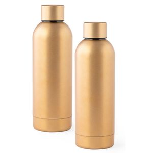 Set van 2x Thermosfles/Isoleerkan - RVS - 800 ml - goudkleurig metallic