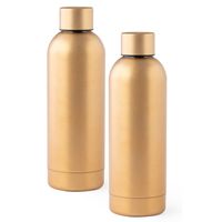 Set van 2x Thermosfles/Isoleerkan - RVS - 800 ml - goudkleurig metallic - thumbnail