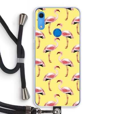 Flamingo's geel: Huawei Y6s Transparant Hoesje met koord