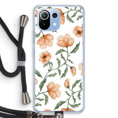 Peachy flowers: Xiaomi Mi 11 Lite Transparant Hoesje met koord
