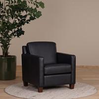 Leren fauteuil Smart - Granada leer Black - Hout bruin