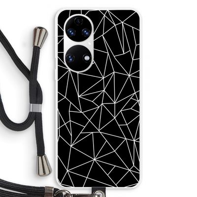 Geometrische lijnen wit: Huawei P50 Transparant Hoesje met koord