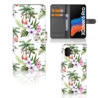Samsung Galaxy Xcover 6 Pro | Telefoonhoesje | Met pasjeshouder | Flamingo Palms