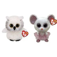 Ty - Knuffel - Beanie Boo's - Ausitin Owl & Nina Mouse - thumbnail