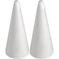 Piepschuim kegel - 2x - wit - H28 cm - styropor vormen - Hobby/DIY - knutselmateriaal Piepschuim kegel - 2x - wit - H28 cm - styropor vormen - Hobby/DIY - knutselmateriaal