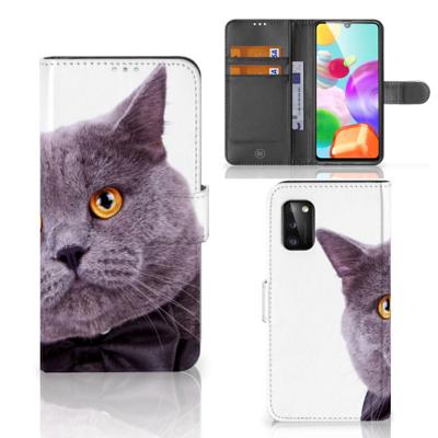 Samsung Galaxy A41 | Telefoonhoesje | Met pasjeshouder | Kat