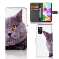 Samsung Galaxy A41 | Telefoonhoesje | Met pasjeshouder | Kat