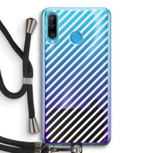 Strepen zwart-wit: Huawei P30 Lite Transparant Hoesje met koord
