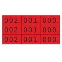 Schoen-gelijkheidsnr rood 3x nr 000-999