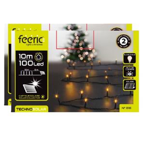 Kerstverlichting - 2x st - warm wit - 10 meter - 100 led lampjes - zwart snoer - solar