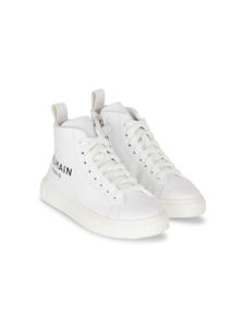 Balmain Kids logo-print lace-up sneakers - Blanc