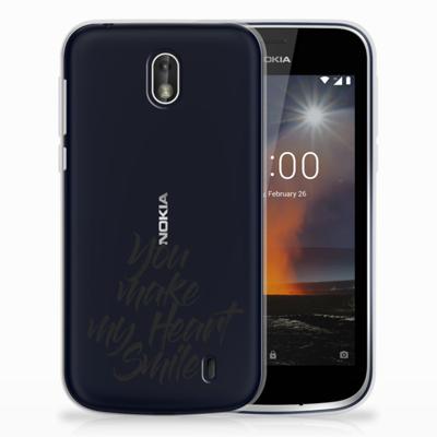 Nokia 1 | Siliconen hoesje | met naam Heart Smile Nokia 1 | Siliconen hoesje | met naam Heart Smile