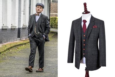 Tweed Pak Zwart Twill Windowpane | Peaky Blinders Tweed Pak Zwart Twill Windowpane | Peaky Blinders