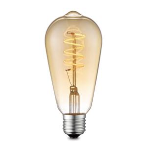 Edison Vintage LED filament lichtbron Drop - Amber - ST64 Spiraal - Retro LED lamp - 6.4/6.4/14cm - geschikt voor E27 fitting - Dimbaar - 4W 280lm 2700K - warm wit licht