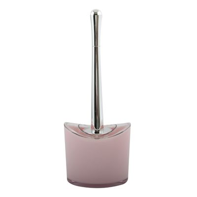 Toiletborstel in houder/wc-borstel Aveiro - PS kunststof/rvs - lichtroze/zilver - 37 x 14 cm