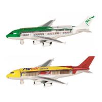 Goki Speelgoed Vliegtuigjes - 2x stuks - 19 cm - groen en geel - pull back motor - kinderen