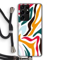 Colored Zebra: Samsung Galaxy S21 Ultra Transparant Hoesje met koord