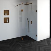 BRAUER Void inloopdouche helder glas 100x200 met 40 zijwand incl. glascoating PVD koper geborsteld GS-VOI2H10040200GK