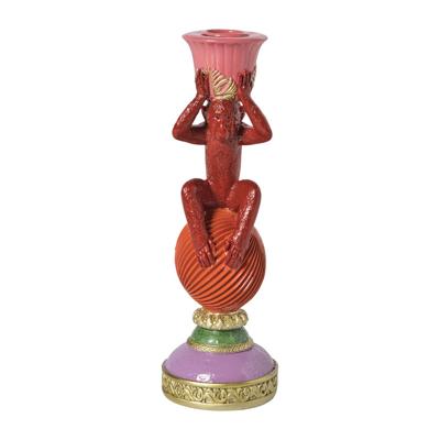 Kandelaar aap - multikleur - ø8x22.5 cm