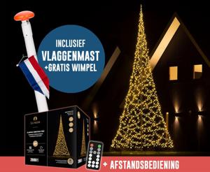 Polyester vlaggenmast 8 meter + kerstverlichting