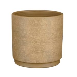 Plantenpot/bloempot terracotta taupe/beige met modern patroon - D22/H21 cm